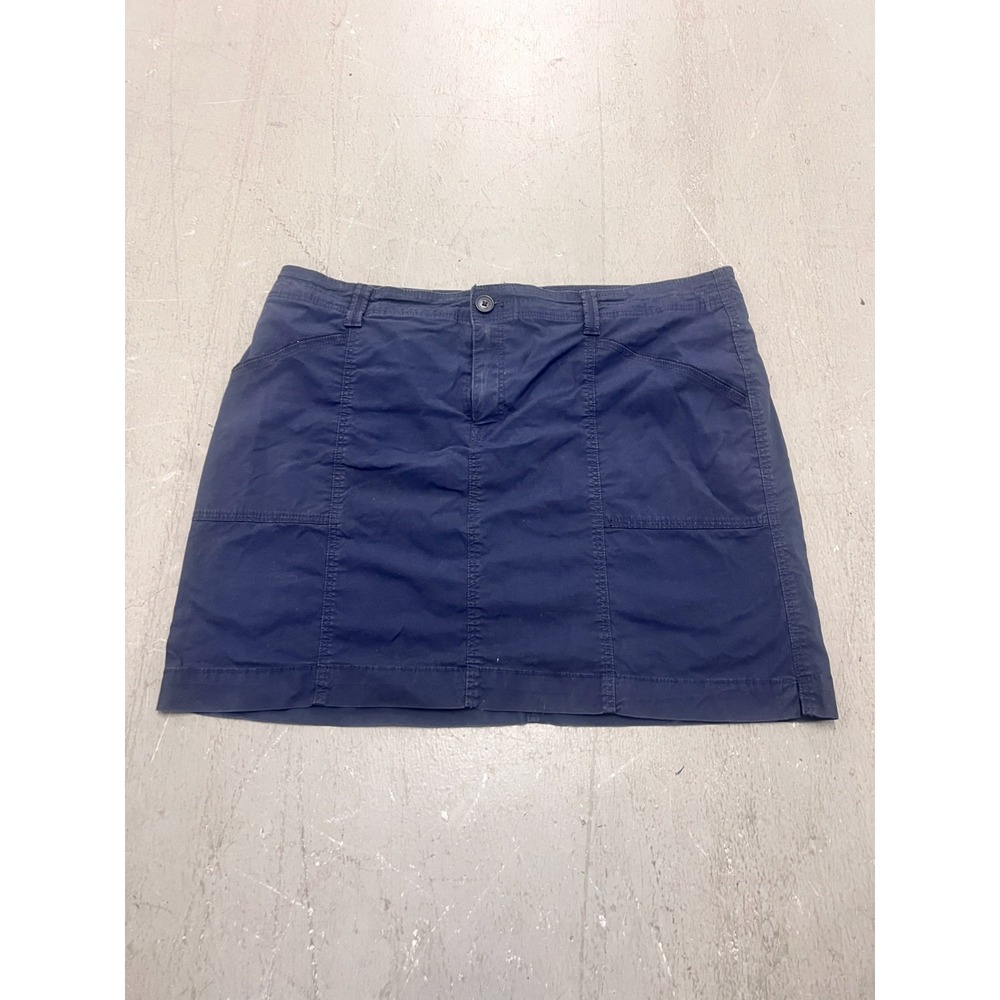 Chico's Mini Skirt Womens 3 Navy Blue Utility Pockets Side Slits Preppy Zip Fly